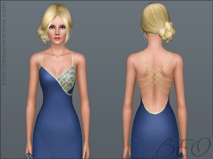 Asymmetric decorated dress for Sims 3 by BEO (2)